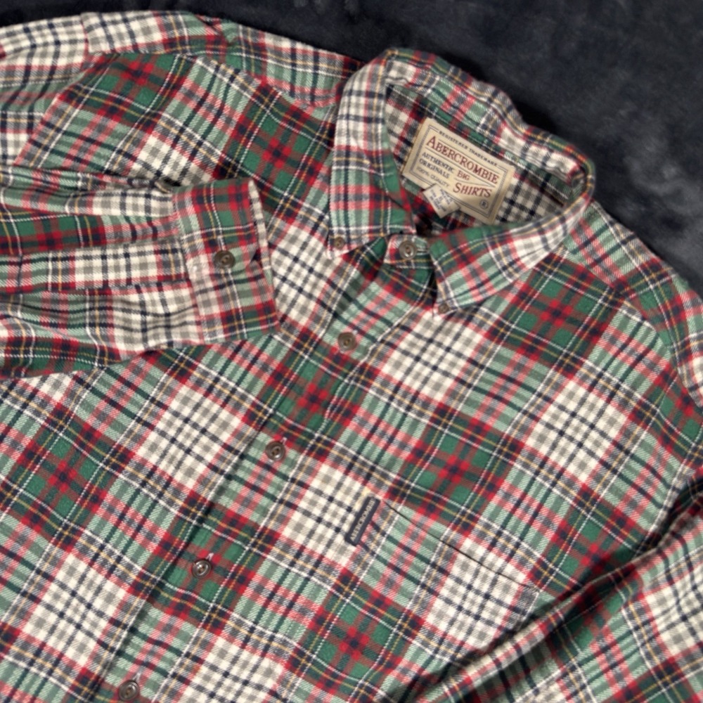 Abercrombie & Fitch Plaid Flannel Shirt Long Sleeve Button Down The Big Shirt XL